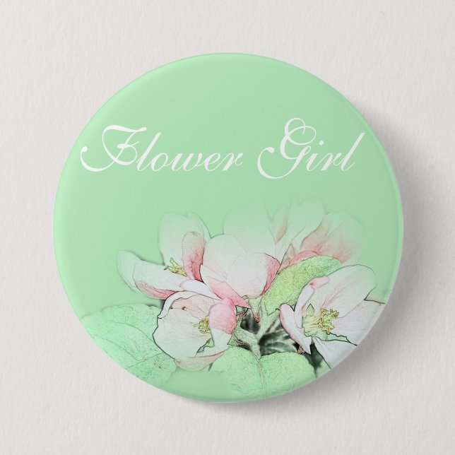 Bóton Redondo 7.62cm Flor de maçã de rosa claro bonito (Frente)