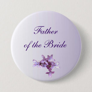 Bóton Redondo 7.62cm Flores Florais Lilac Casamento Pai da Noiva Pin