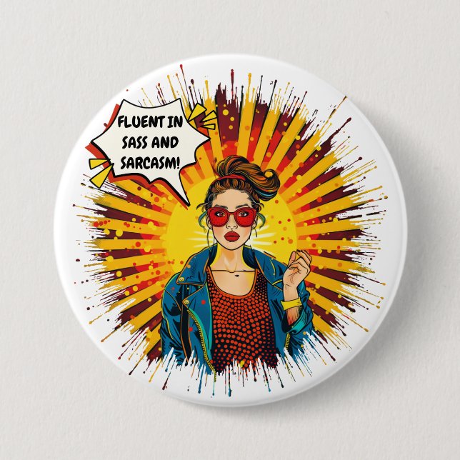 Bóton Redondo 7.62cm Fluente Em Sass E Sarcasmo (Frente)
