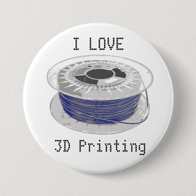 Bóton Redondo 7.62cm Folha de plástico azul para impressão 3D com texto (Frente)