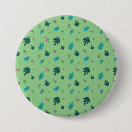 Bóton Redondo 7.62cm Folhas de Árvore Evergreen e Berries Red Holly