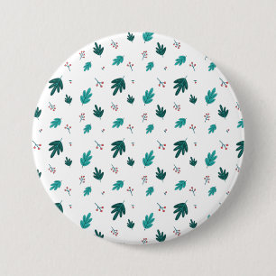 Bóton Redondo 7.62cm Folhas de Árvore Evergreen e Berries Red Holly