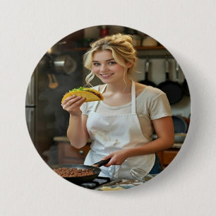 Bóton Redondo 7.62cm Foto de Comer Tacos Personalizar