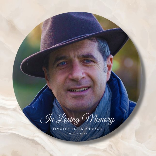 Bóton Redondo 7.62cm Foto Memorial ou Tributo Funeral Keepsaoket (Photo Memorial Button)