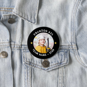 Bóton Redondo 7.62cm Foto Personalizada da Equipe do Jogador de Hóquei