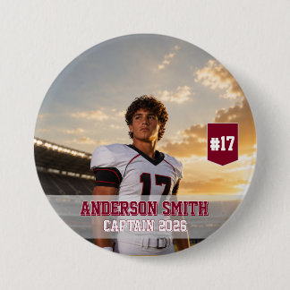 Bóton Redondo 7.62cm Foto Personalizada do Capitão de Futebol MVP 2026