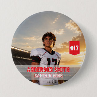 Bóton Redondo 7.62cm Foto Personalizada do Capitão de Futebol MVP 2026