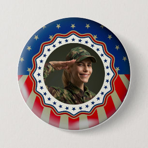 Bóton Redondo 7.62cm Foto Personalizada EUA Militar - Dia do Veterano e