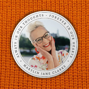 Bóton Redondo 7.62cm Foto Simple Memorial Funeral