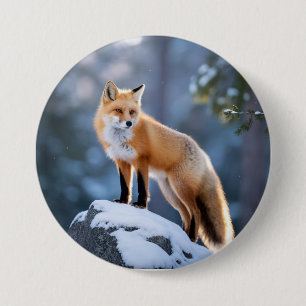 Bóton Redondo 7.62cm Fotografia da Fox Maiestosa de Inverno
