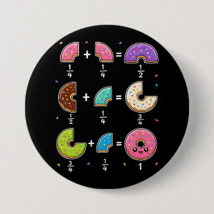 Bóton Redondo 7.62cm Frações de Donut Humor de Aprendizado de Matemátic