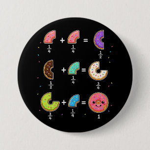 Bóton Redondo 7.62cm Frações de Donut Humor de Aprendizado de Matemátic