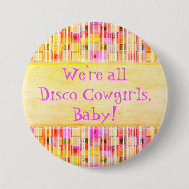 Bóton Redondo 7.62cm Fringe de Cowgirl amarela e rosa