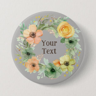 Bóton Redondo 7.62cm Frota Verde Regal Flower Wreath Lapel Brooch