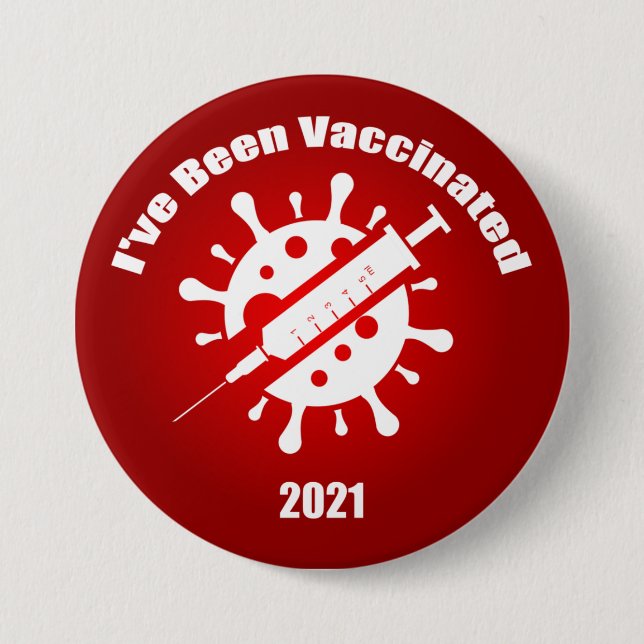 Bóton Redondo 7.62cm Fui Vacinado Vermelho (Frente)