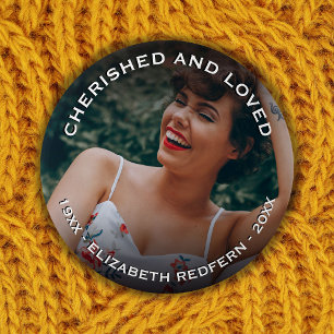 Bóton Redondo 7.62cm Funeral de Fotografia Memorial Ama e Cerejada