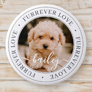 Bóton Redondo 7.62cm Furever Love Pet Memorial Elegant Foto Chic