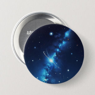 Bóton Redondo 7.62cm Galáxia celestial azul de estrelas