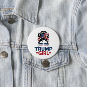 Bóton Redondo 7.62cm Garota Trump Coque Desgrenhado Trump 2024 Eleição