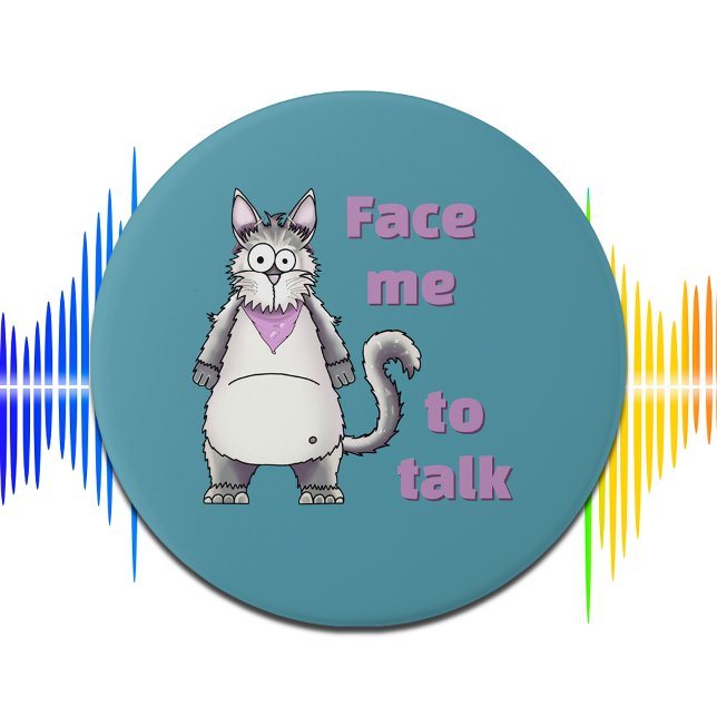 Bóton Redondo 7.62cm Gata Surda Daisy Conscientização sobre Perda Audit (visible disability signal, non medical awareness art, storybook cat kids accessibility pin badge)