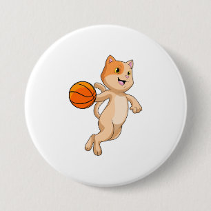 Bóton Redondo 7.62cm Gato como jogador de basquetebol