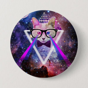 Bóton Redondo 7.62cm Gato da galáxia do hipster
