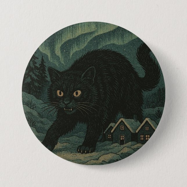 Bóton Redondo 7.62cm Gato de Natal Yule islandês (Frente)