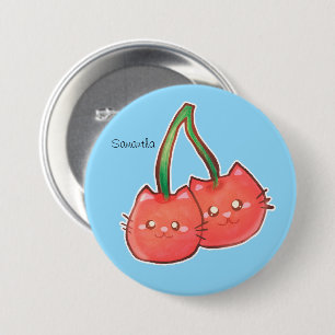 Bóton Redondo 7.62cm Gatos De Fruta De Cereja