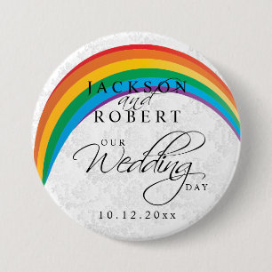 Bóton Redondo 7.62cm Gay do arco-íris - Nosso Dia do Casamento