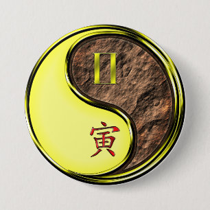 Bóton Redondo 7.62cm Gêmeos & Tigre da Terra