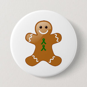 Bóton Redondo 7.62cm Gingerbread Man com fitas de consciência verde