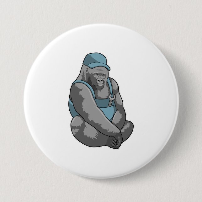 Bóton Redondo 7.62cm Gorilla como artesão de Wrench (Frente)