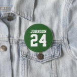 Bóton Redondo 7.62cm Green and White Athlett Name Jersey Number<br><div class="desc">Anime-se com a sua equipe desportiva favorita, jogador de futebol ou mostre seu orgulho escolar com um botão personalizado de espírito! Adicione o nome da sua escola ou personalize com o nome de um jogador e o número de camisa. Perfeito para jogos de futebol, basquetebol, baseball e futebol! Crie pinos...</div>