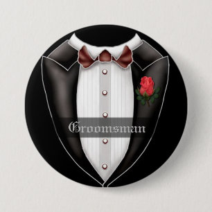 Bóton Redondo 7.62cm Groomsman Wedding Party Button