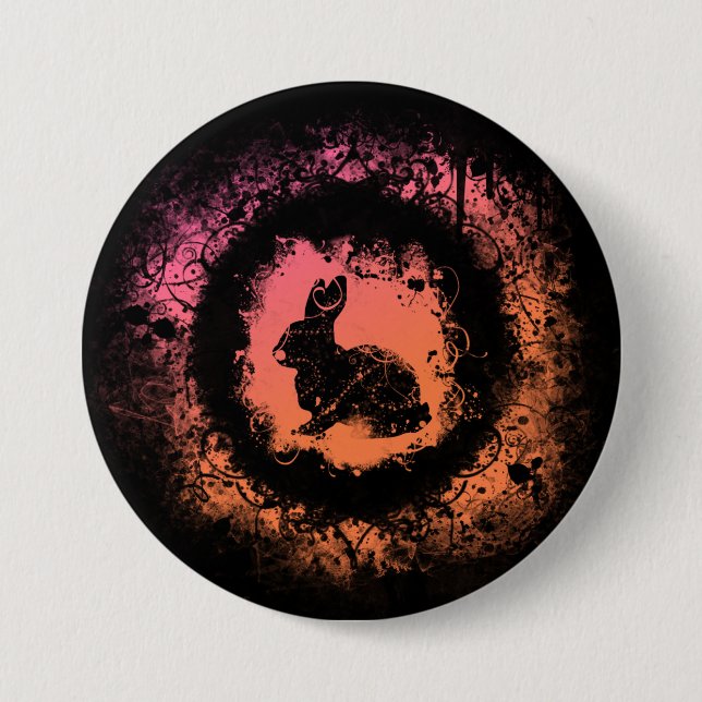 Bóton Redondo 7.62cm Grunge Easter Bunny (Frente)