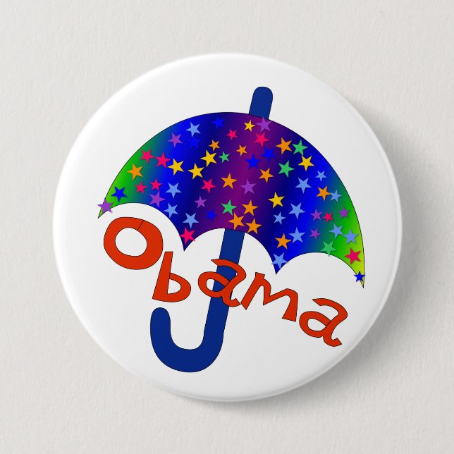 Bóton Redondo 7.62cm Guarda-chuva do arco-íris de Obama (Frente)