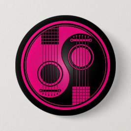 Bóton Redondo 7.62cm Guitarra acústicas Yin Yang do rosa e do preto
