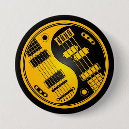 Bóton Redondo 7.62cm Guitarra e amarelo e preto baixos de Yin Yang