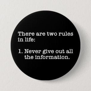 Bóton Redondo 7.62cm Há Duas Regras Na Vida Dizendo Engraçado