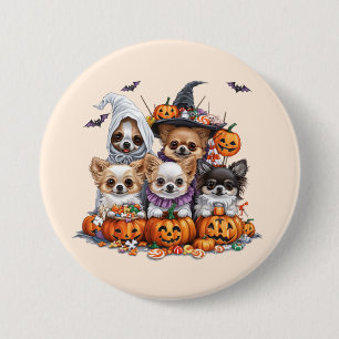 Bóton Redondo 7.62cm Halloween Chihuahua Dogs