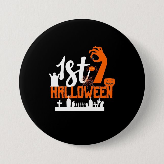 Bóton Redondo 7.62cm Halloween Gift | Primeiro Dia das Bruxas (Frente)