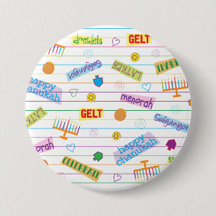 Bóton Redondo 7.62cm Hanukkah Button, Partido Chanukah