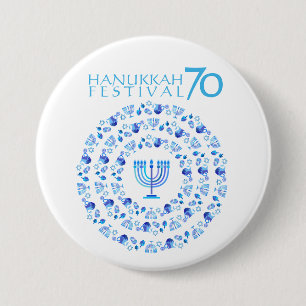 Bóton Redondo 7.62cm Hanukkah ilumina o 70 do aniversário do festival