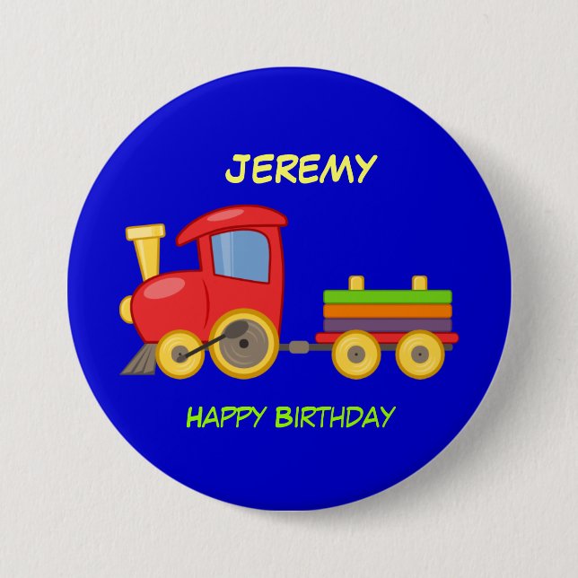 Bóton Redondo 7.62cm Happy Birthday, Toy Train, template (Frente)