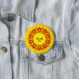 Bóton Redondo 7.62cm Happy Diwali adiciona ano amarelo vermelho