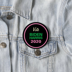 Bóton Redondo 7.62cm HARRIS 2020 - BIDEN Preto, Verde, Rosa