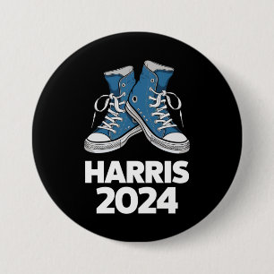 Bóton Redondo 7.62cm HARRIS 2024 Vote Presidente Kamala Eleição Tênis