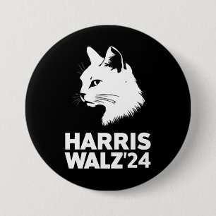 Bóton Redondo 7.62cm Harris Waltz Eleição 2024 Gato Engraçado Kamala Ti