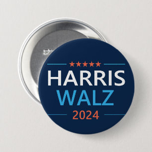 Bóton Redondo 7.62cm Harris Walz 2024 para Presidente