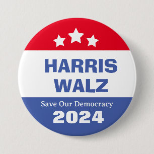 Bóton Redondo 7.62cm Harris Walz 2024 Salva nossa democracia